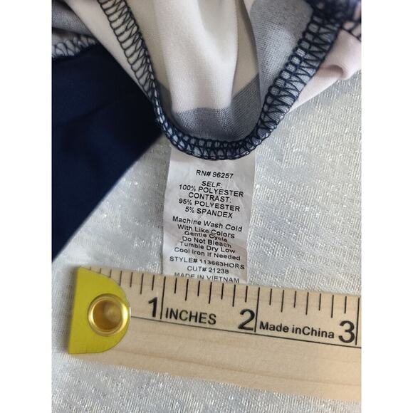 PerSeption batwing blouse nautical blue/white stripes Size Large Beachy office - Picture 8 of 8